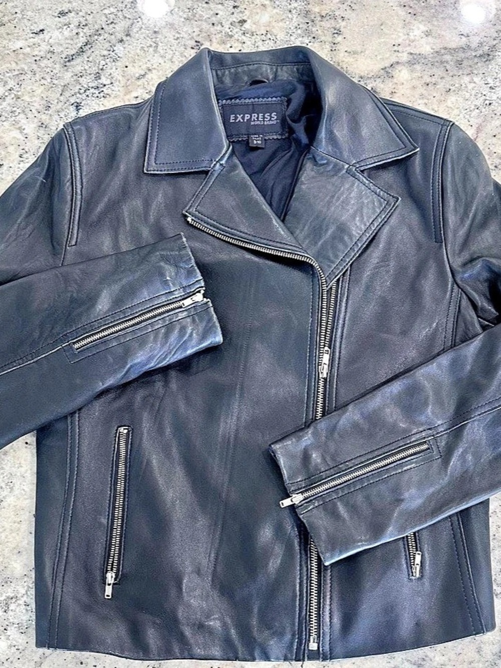 Express Black Leather Moto Jacket Size 9/10